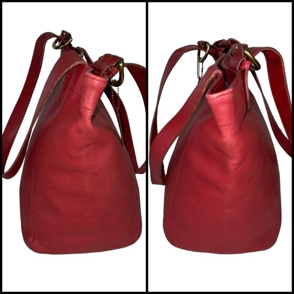 COACH VINTAGE DUFFLE SOHO XL CHERRY RED LEATHER BAG 4082 - Picture 4 of 15